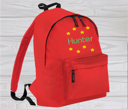 Personalised Junior Red School Rucksack Backpack - Embroidery Designed - CreationPartyShop