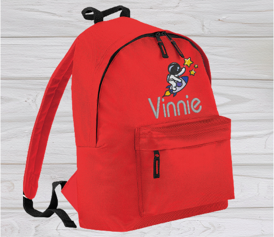 Personalised Junior Red School Rucksack Backpack - Embroidery Designed - CreationPartyShop