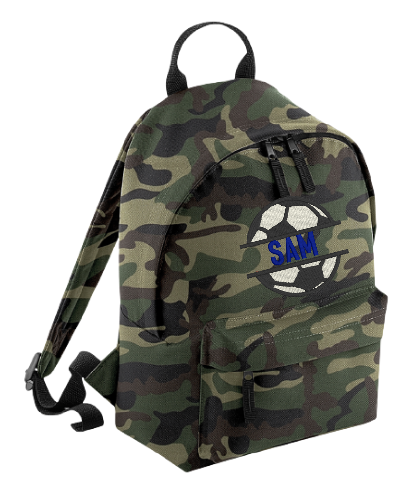 Personalised Mini School Backpack/Rucksack - Football Monogram Design