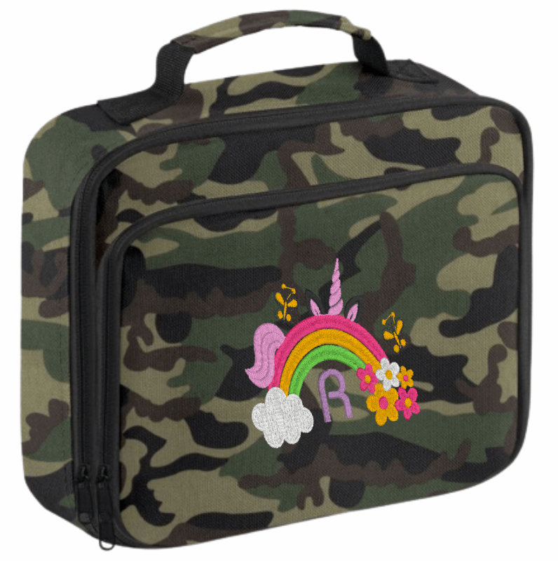 Introducing the ultra-stylish, Personalised Lunch Box Cooler! It's the total package: Zippered front pocket for easy customization. Zippered main compartment. Fully insulated. Wipeable interior. Internal ID label.

Embroidery Personalisation comes complimentary - no extra cost!

Featuring a fun choice of Unicorn Rainbow Design.