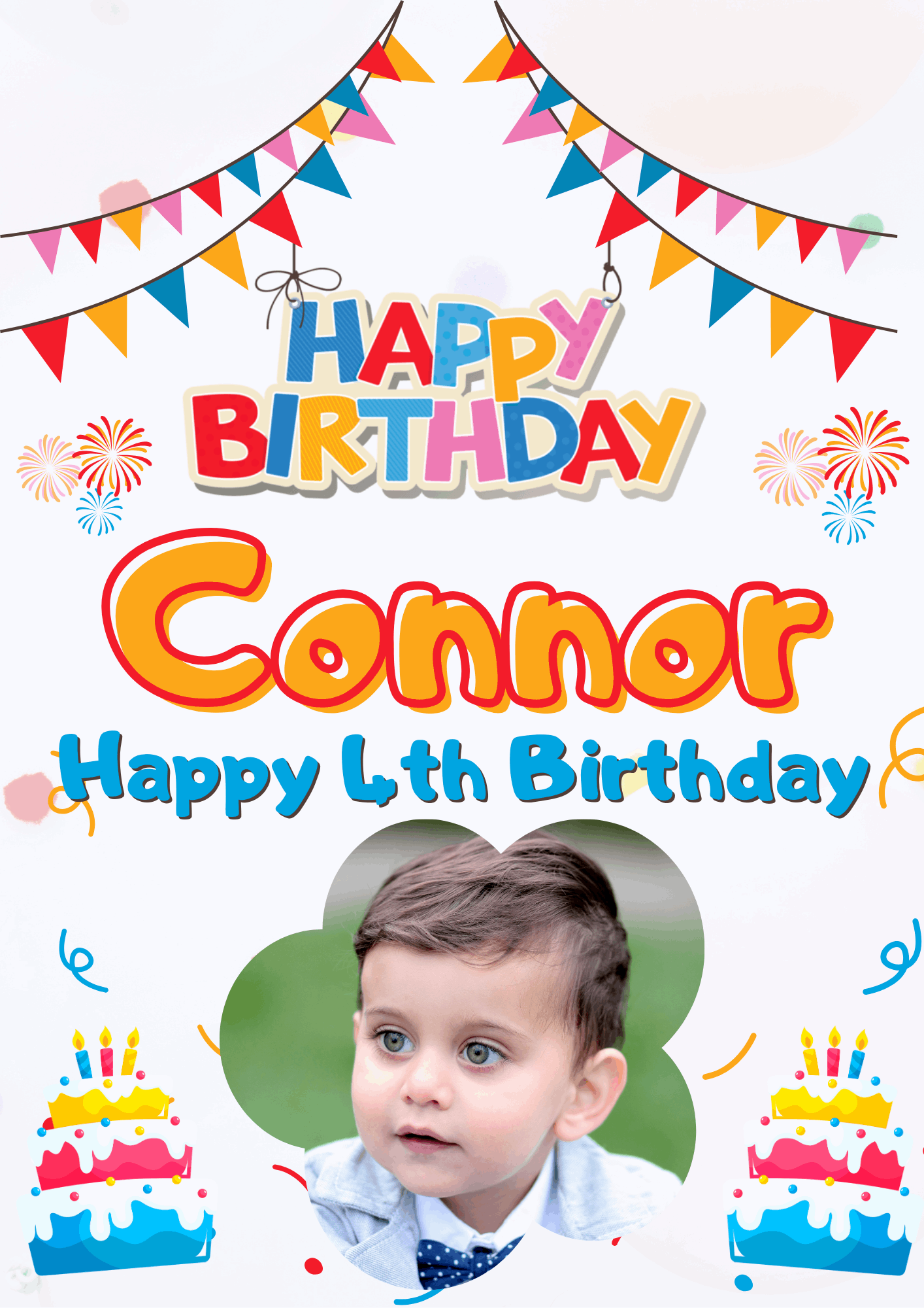 Flags & Fireworks Themed Birthday Party Photo Banners & Posters - Any Age - CreationPartyShop