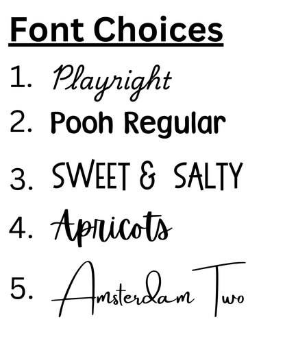 Select of font choices for bubble balloons