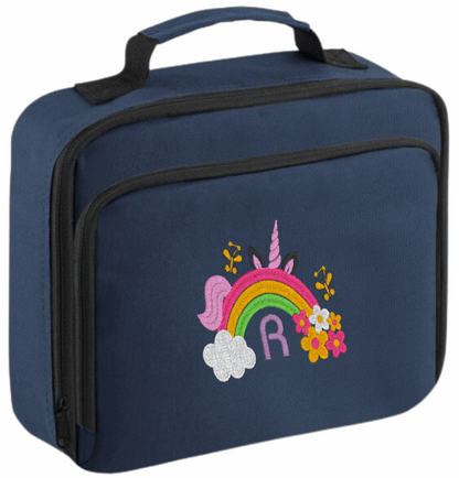 Introducing the ultra-stylish, Personalised Lunch Box Cooler! It's the total package: Zippered front pocket for easy customization. Zippered main compartment. Fully insulated. Wipeable interior. Internal ID label.

Embroidery Personalisation comes complimentary - no extra cost!

Featuring a fun choice of Unicorn Rainbow Design.