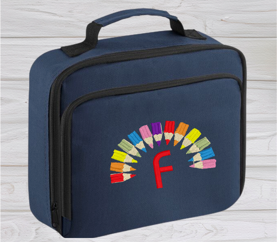 Introducing the ultra-stylish, Personalised Lunch Box Cooler! It's the total package: Zippered front pocket for easy customization. Zippered main compartment. Fully insulated. Wipeable interior. Internal ID label.  Colour - French Navy Blue Adjustment handle from 7.5cm to 8cm. Reach certified. Dimensions 24 x 20 x 8cm. 3 litres.  Choose between 4 colours - Jet Black, Jungle Camo, Navy Blue, Pretty in Pink!  Personalisation comes complimentary - no extra cost!