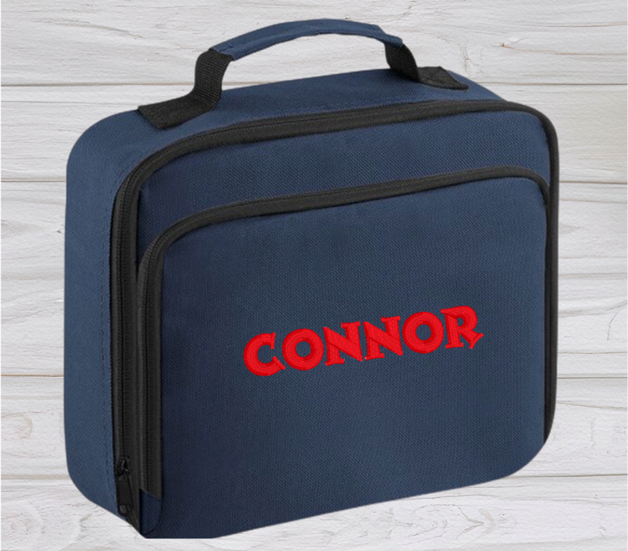 Introducing the ultra-stylish, Personalised Lunch Box Cooler! It's the total package: Zippered front pocket for easy customization. Zippered main compartment. Fully insulated. Wipeable interior. Internal ID label.  Colour - French Navy Blue Adjustment handle from 7.5cm to 8cm. Reach certified. Dimensions 24 x 20 x 8cm. 3 litres.  Choose between 4 colours - Jet Black, Jungle Camo, Navy Blue, Pretty in Pink!  Personalisation comes complimentary - no extra cost!