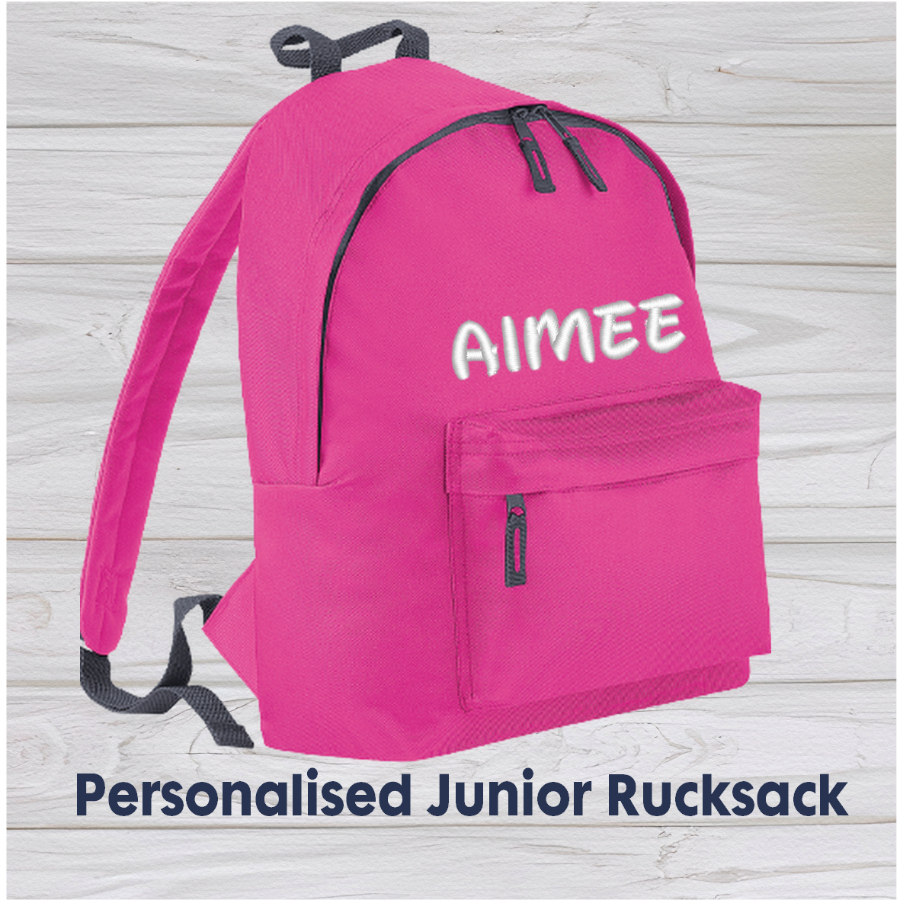Personalised Junior Fuchsia Pink School Rucksack Backpack - Embroidery Designed - CreationPartyShop