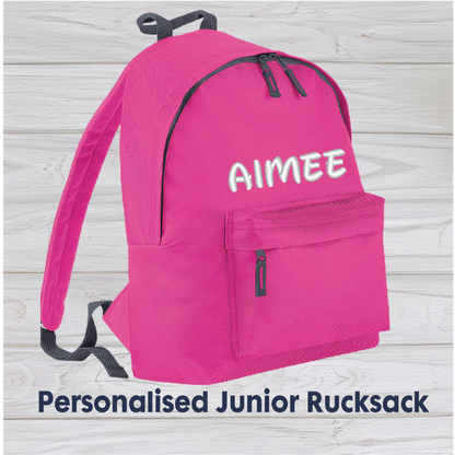 Personalised Junior Fuchsia Pink School Rucksack Backpack - Embroidery Designed - CreationPartyShop