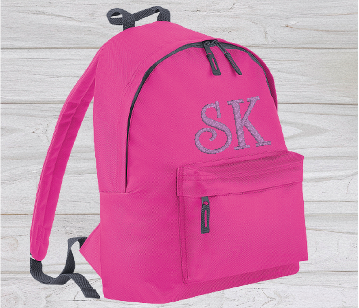 Personalised Junior Fuchsia Pink School Rucksack Backpack - Embroidery Designed - CreationPartyShop