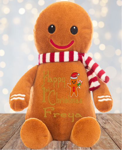 Personalised Embroidery Christmas Gingerbread Teddy Bear