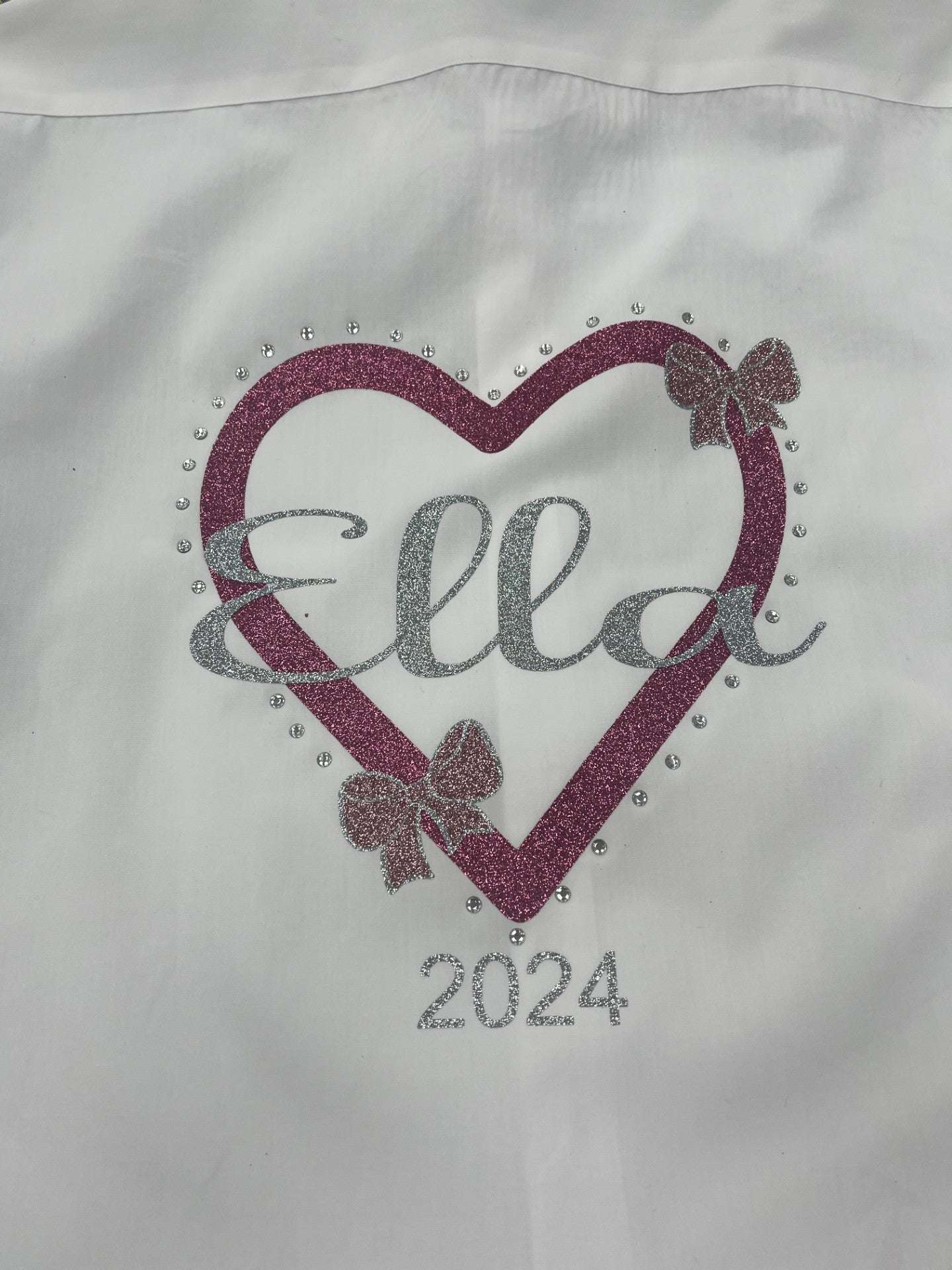 Personalised Glitter Heart, Bows & Diamantes School Leavers Signing Shirts