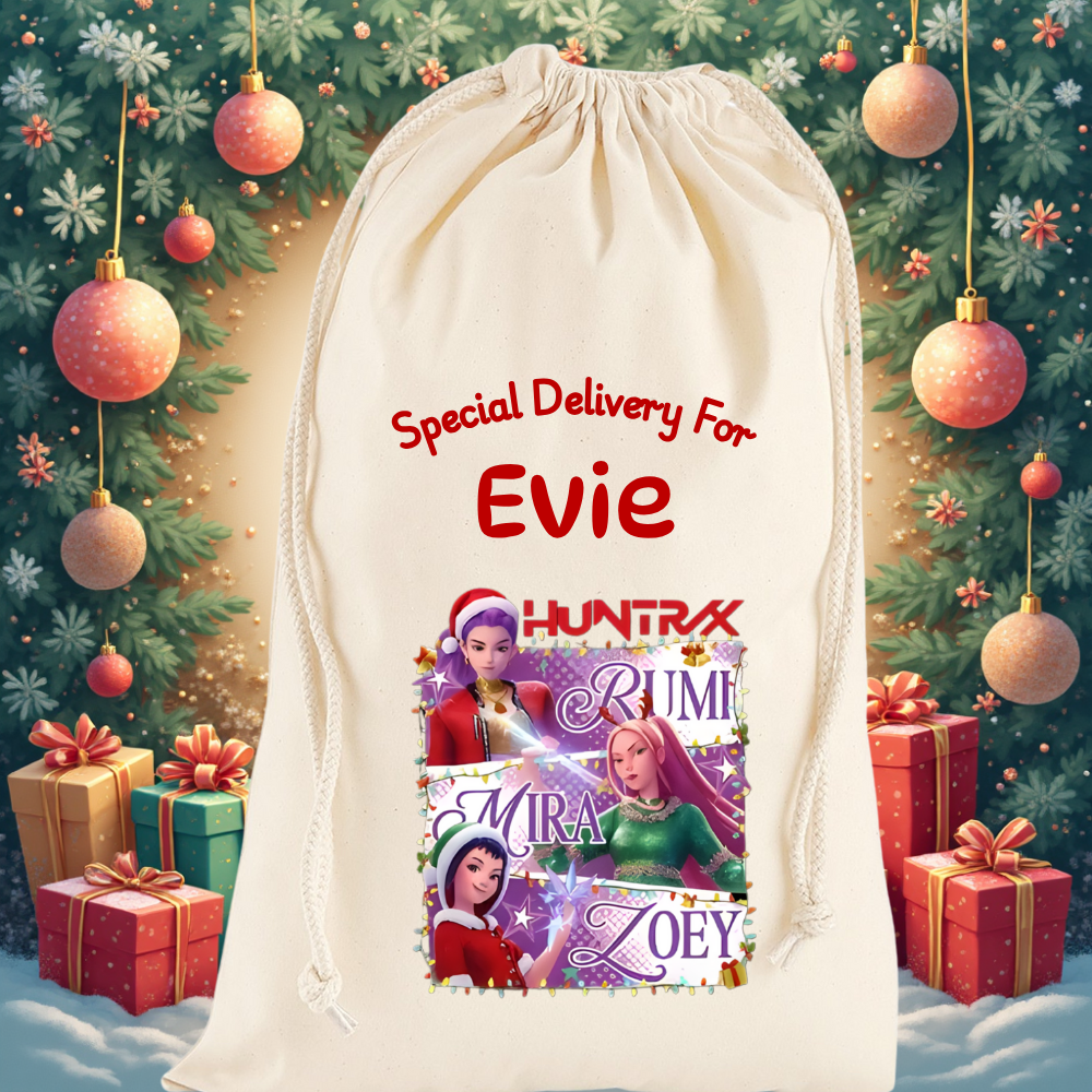 Personalised K-Pop Demon Hunters Themed Christmas Sack – Custom Name