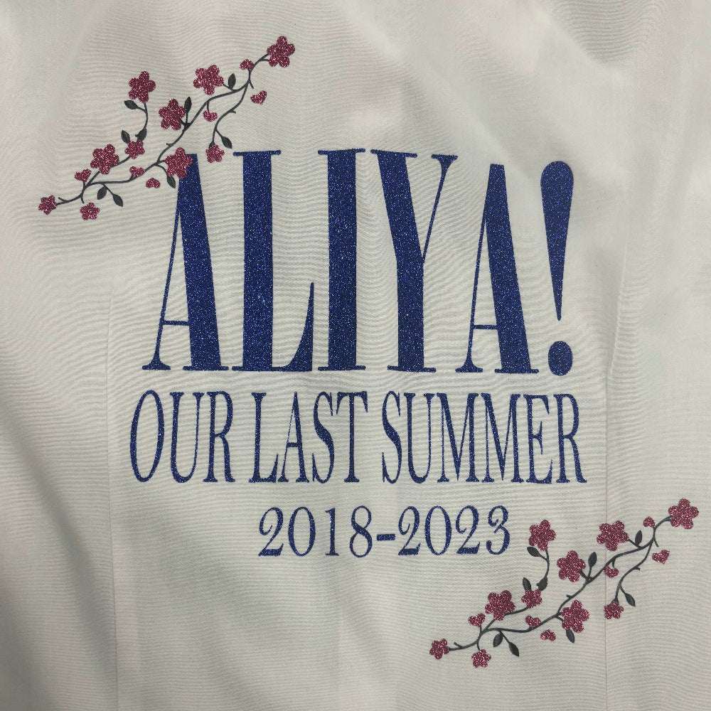 personalised ABBA Mamma Mia leavers shirt glitter design