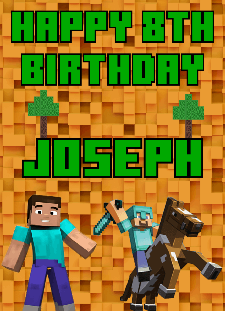 custom minecraft birthday poster any age