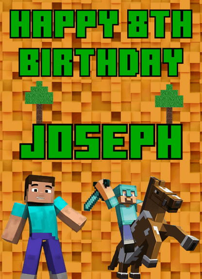 custom minecraft birthday poster any age