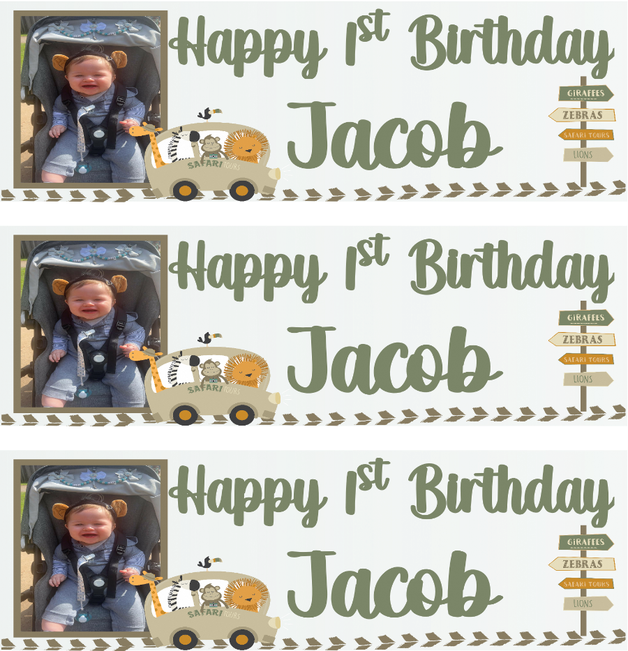 Safari Themed Birthday Party Photo Banners & Posters - Any Age - CreationPartyShop