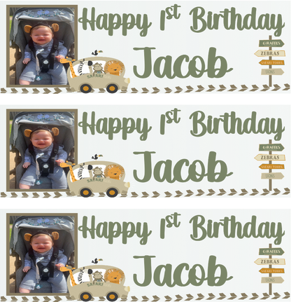 Safari Themed Birthday Party Photo Banners & Posters - Any Age - CreationPartyShop