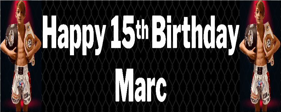 MMA themed birthday banner personalised with photo
