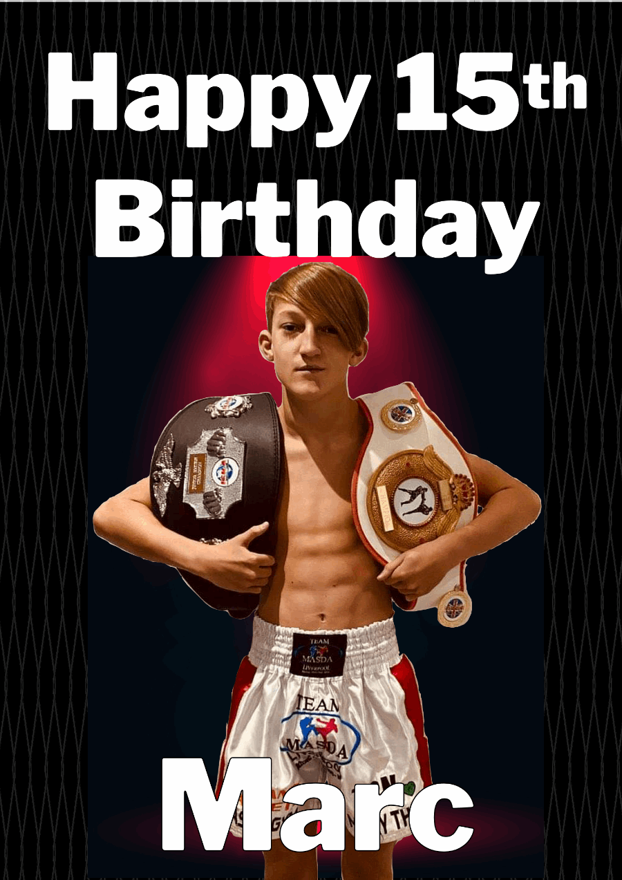 Mixed martial arts birthday poster with name and age