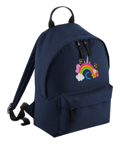 Personalised Mini School Backpack/Rucksack - Rainbow Unicorn Design