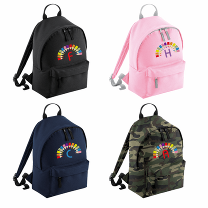 Personalised Mini School Backpack/Rucksack - Colourful Pencil Design