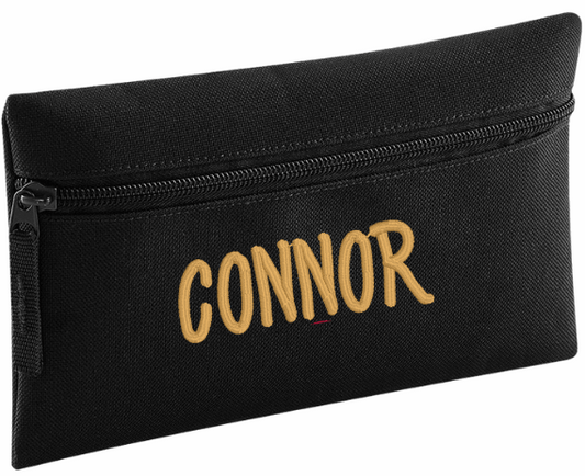 Perfect for kids! Personalised pencil case with Name Only. 8 fun colours. Ideal for back to school &amp; matching school accessories.

Printed Rainbow & Initials design with a choices of font designs and colour.

Choose between 8 colours - Jet Black, Navy Blue, Pink, Sky Blue, Purple, Burgundy, Royal Blue & Bottle Green.

Personalisation print comes complimentary - no extra cost!