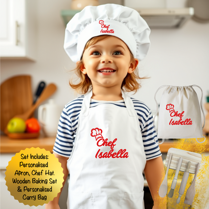 Bringoutyourlittlechef_screativitywithourPersonalisedgirlsBakingSet_completewithawhiteapron_matchingchefhat_handycarrybag_andfunbakingutensils