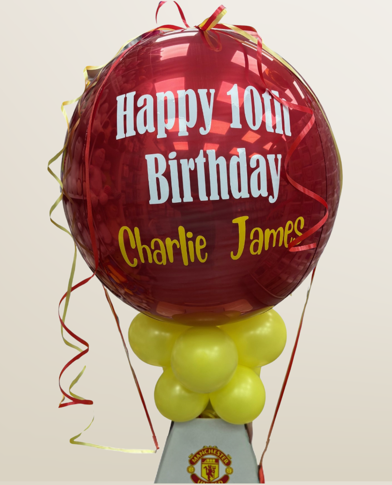 Personalised money balloon in the theme of Manchester united.