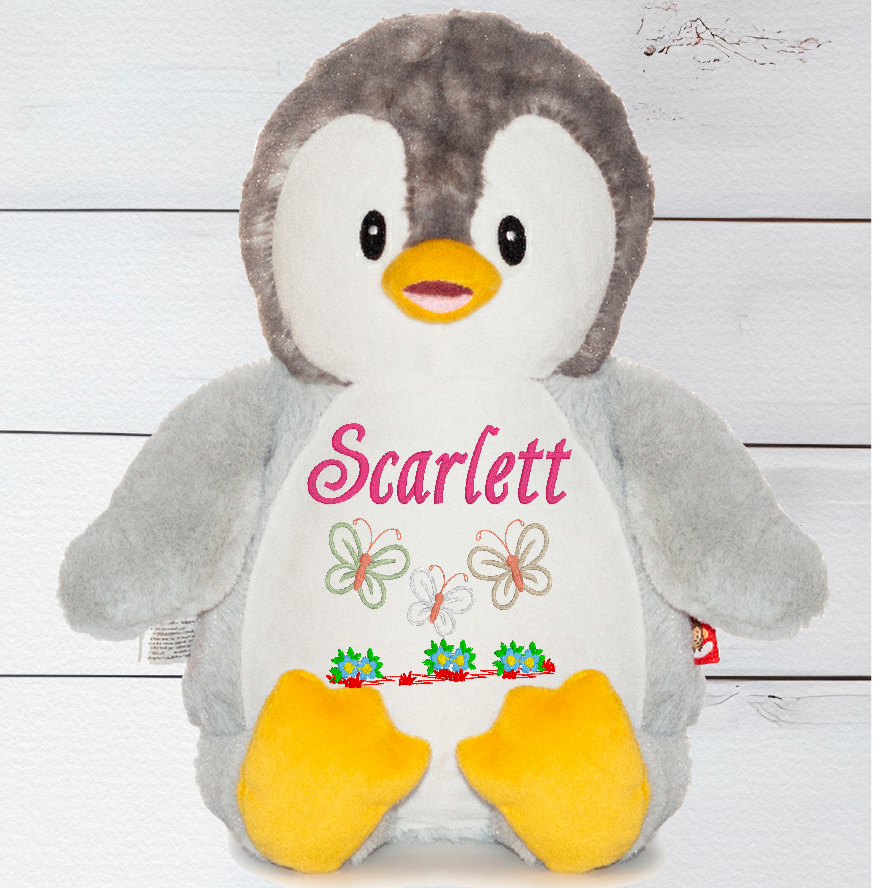 Bingle's special zipper design allows you to take out the inner stuffing for an easier cleaning. Plus, it's machine washable! And, depending on how you stuff 'em, Bingle can double as a sleepover buddy, with enough room to fit PJs and other goodies. Standing about 13 inches tall, Bingle's ready for hugs!  Personalise your teddy bear by selecting from one of our themed designs. 