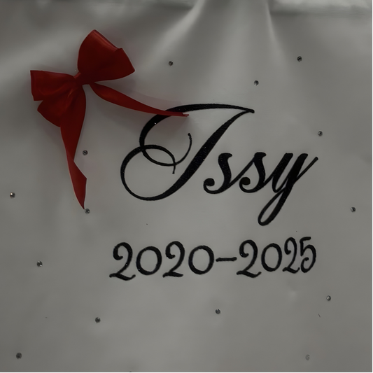 Personalised Ribbon Bow, Glitter and Diamanté Around School Leavers Shirt.