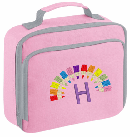 Personalised School Lunch Bag/ Cooler - Colourful Pencils Design