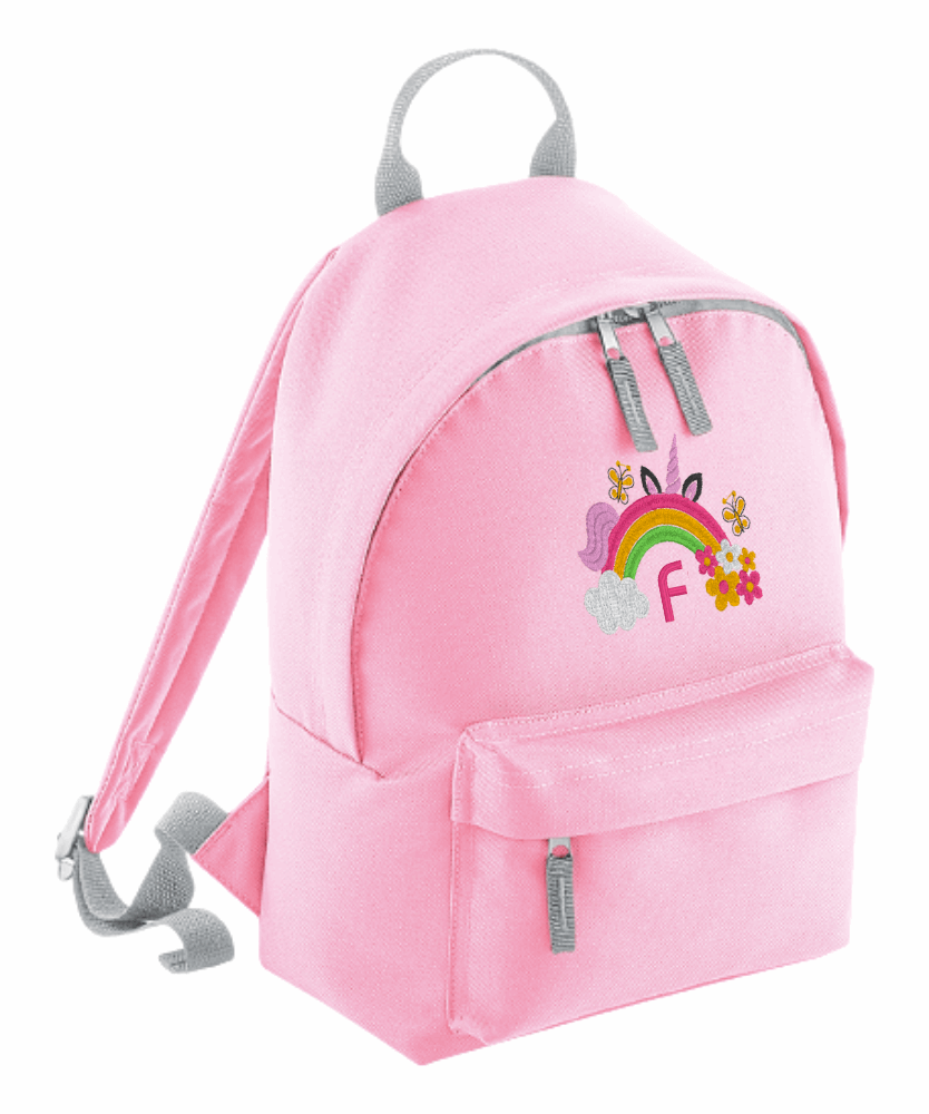 Personalised Mini School Backpack/Rucksack - Rainbow Unicorn Design