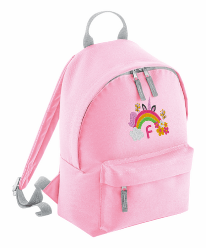 Personalised Mini School Backpack/Rucksack - Rainbow Unicorn Design