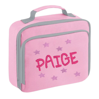 Personalised Lunch Box Cooler. Jet Black, Jungle Camo, Navy Blue, Pretty in Pink!  Embroidery Personalisation comes complimentary.