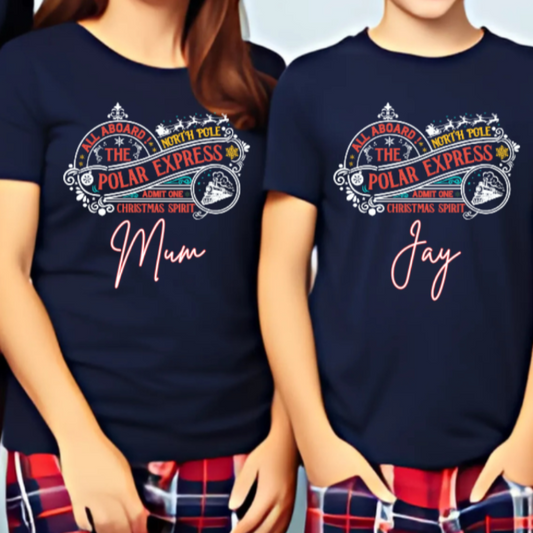 All Aboard the Festive Fun with Our Personalised Polar Express-Inspired Matching Family Pyjamas!

Create magical memories this Christmas with our customisable Matching Christmas PJ Sets, perfect for the whole family. Inspired by the beloved Polar Express, these cosy sets are made from 100% soft cotton for comfort and style all season long.
