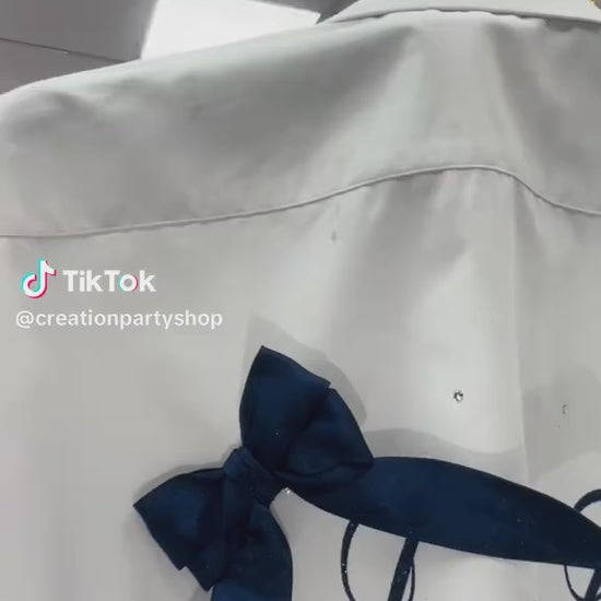 custom school leavers shirt with glitter and bows