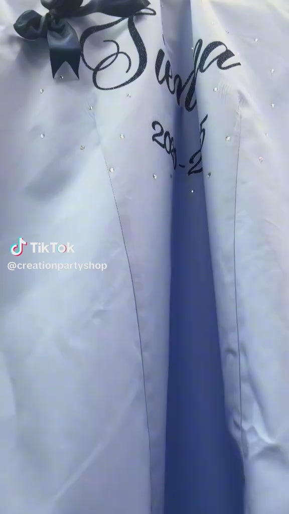 custom school leavers shirt with glitter and bows