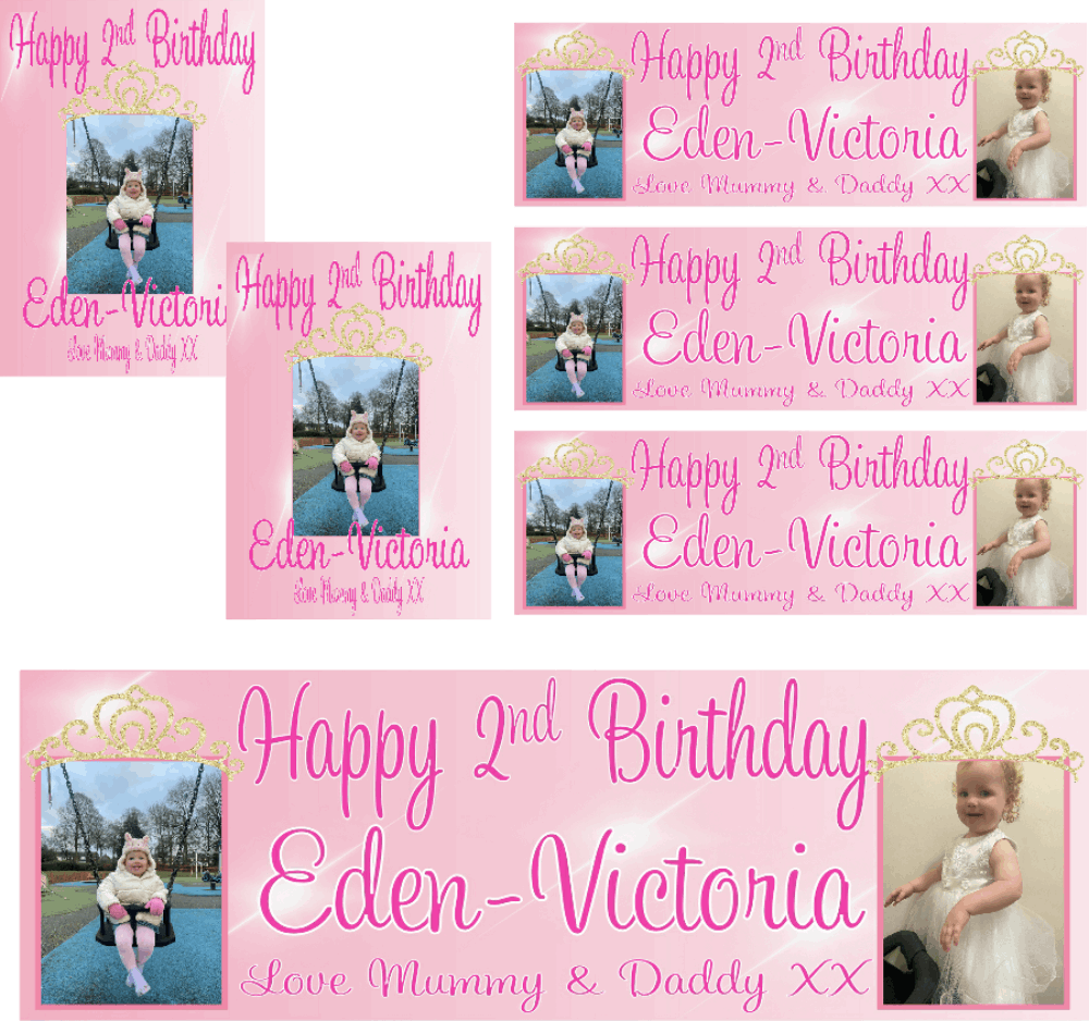 Personalised Princess Themed Birthday Party Photo Banners & Posters package