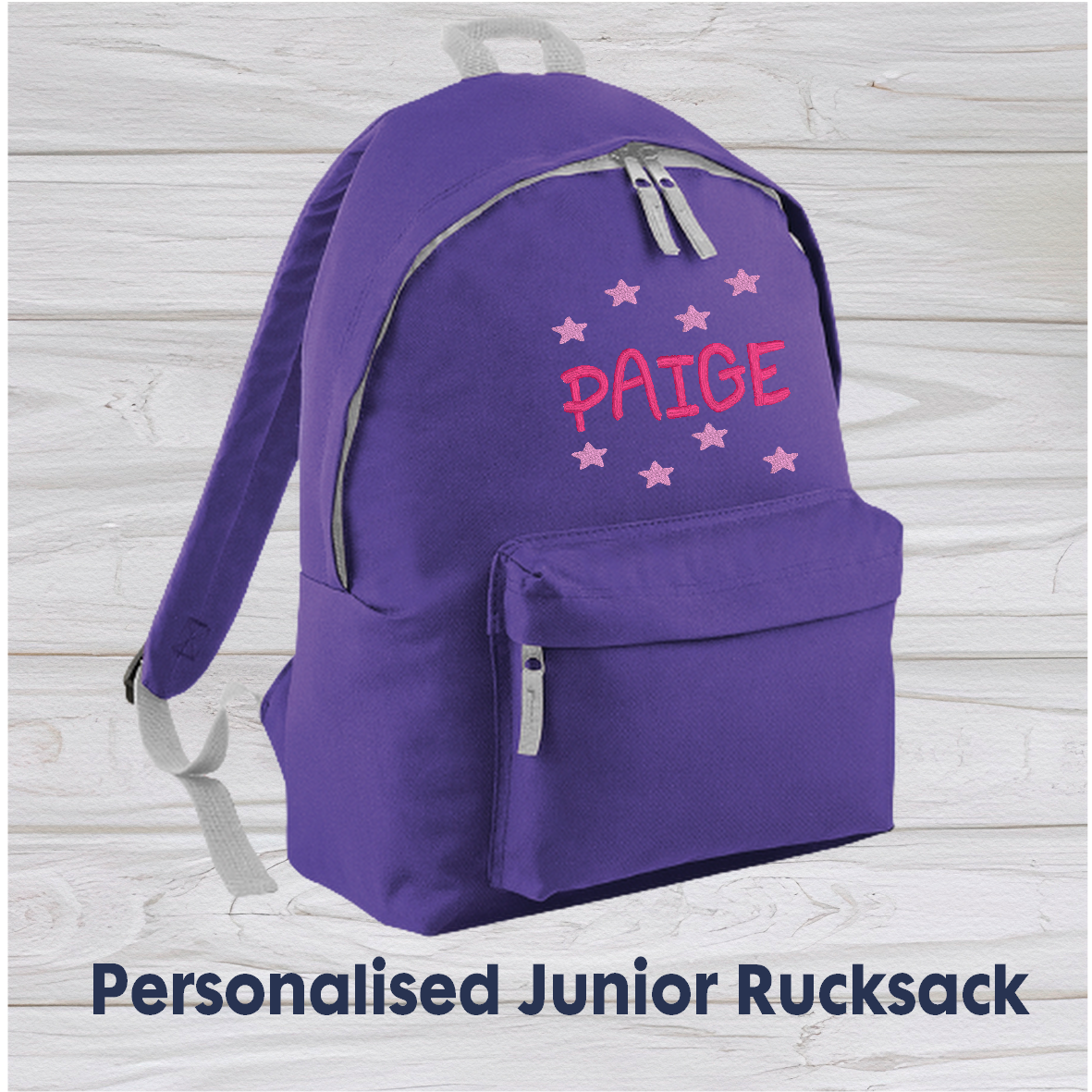 Personalised Junior Purple School Rucksack Backpack - Embroidery Designed - CreationPartyShop