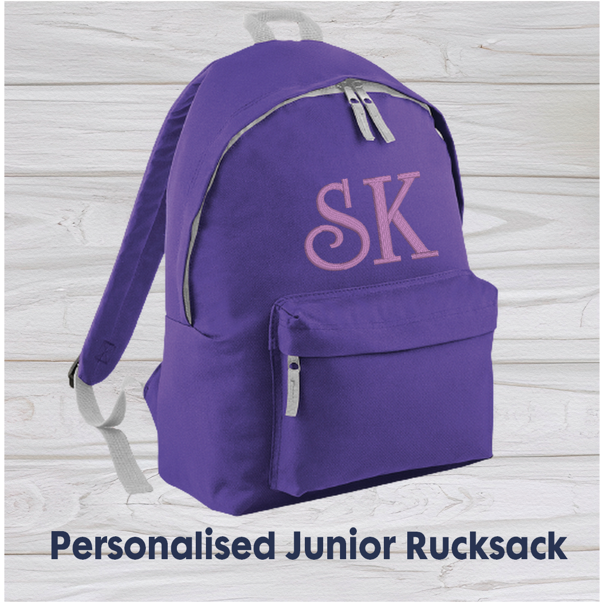 Personalised Junior Purple School Rucksack Backpack - Embroidery Designed - CreationPartyShop