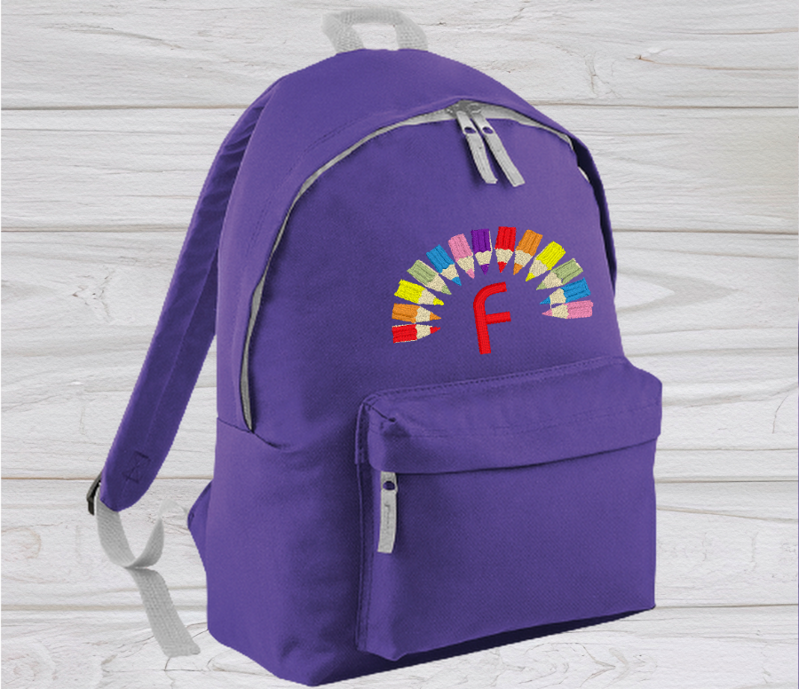 Personalised Junior Purple School Rucksack Backpack - Embroidery Designed - CreationPartyShop