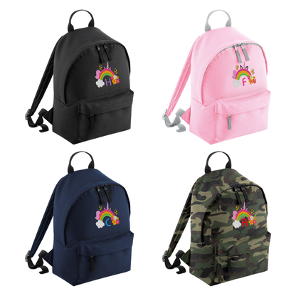 Personalised Mini School Backpack/Rucksack - Rainbow Unicorn Design