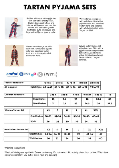 Matching Red, Blue & White Tartan Pyjama Sets - Monogram Personalised - CreationPartyShop