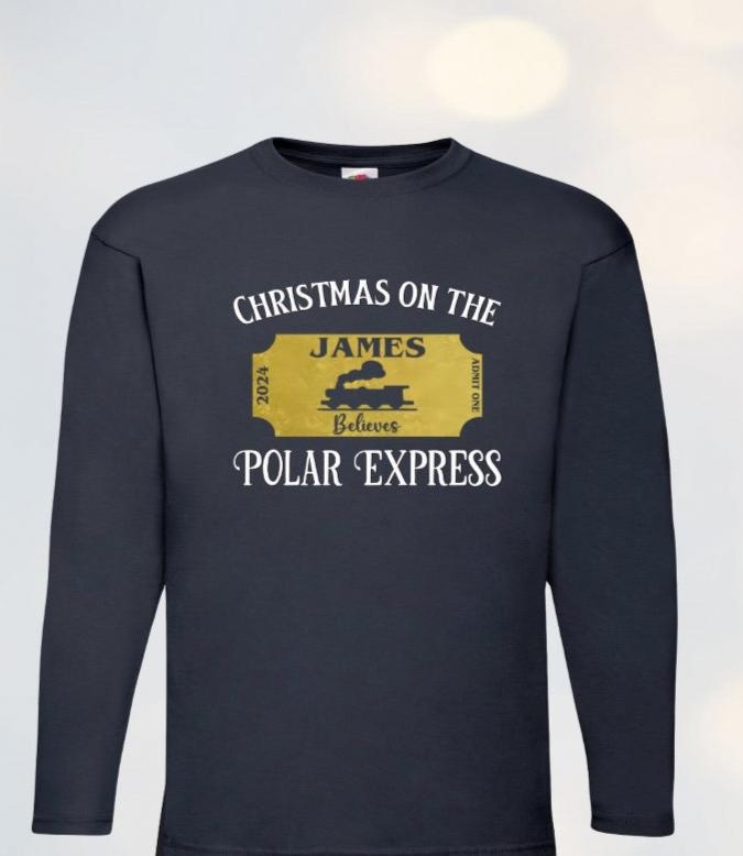 Matching Personalised Christmas Sweatshirt/Jumper - Polar Express Themed - CreationPartyShop