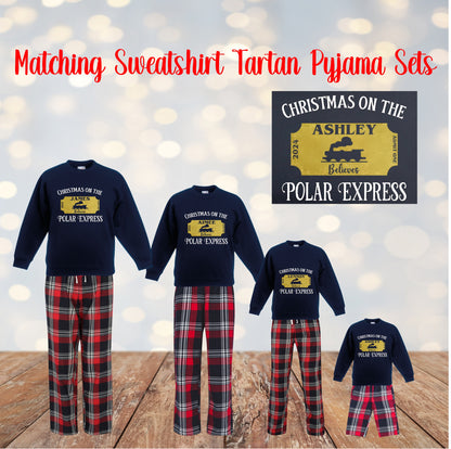 Matching Personalised Christmas Sweatshirt/Jumper Pyjama's - Polar Express Themed - CreationPartyShop