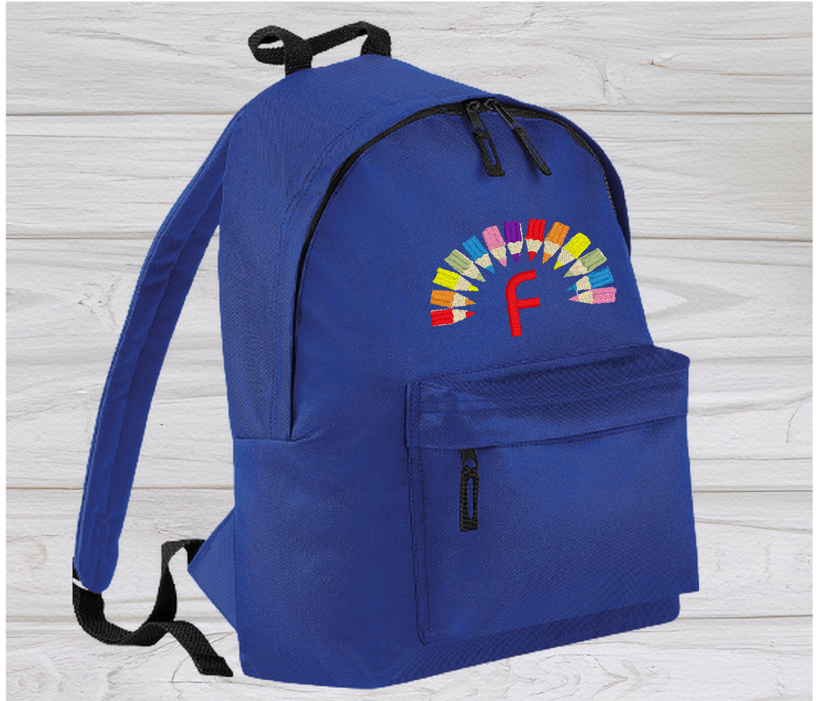Personalised Junior Royal Blue School Rucksack Backpack - Embroidery Designed - CreationPartyShop