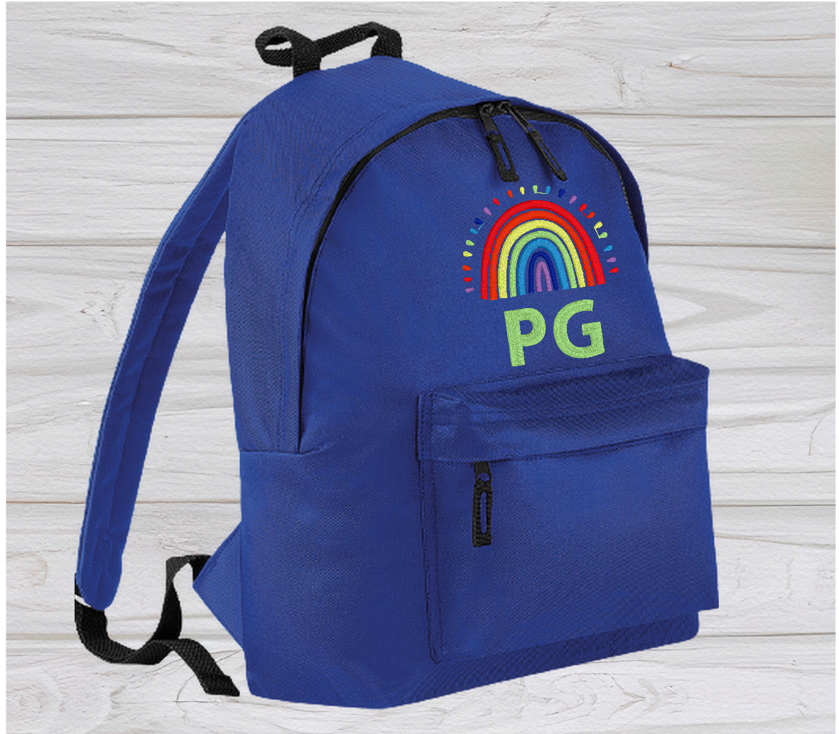 Personalised Junior Royal Blue School Rucksack Backpack - Embroidery Designed - CreationPartyShop