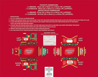 Santa Christmas Train & Carriage Gift Holder – Create festive magic with this 3D train-style gift holder featuring an engine and carriage sections, perfect for storing Christmas presents, sweets, or toys. Measuring approx. 89cm (L) x 30cm (W) x 44cm (H), it’s a standout Christmas display.