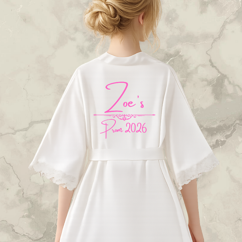 personalised prom dressing gown UK floral satin lace robe