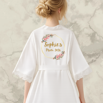 personalised prom dressing gown UK satin lace robe gift set