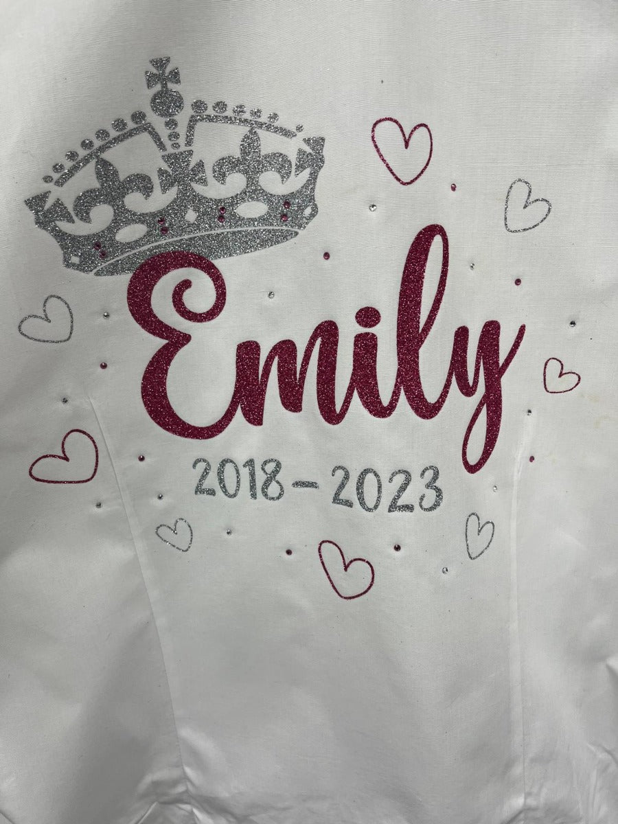 Personalised Glitter & Diamante Crown & Hearts School Leavers Signing Shirts Class of Year 2025 Kids - CreationPartyShop